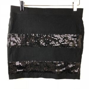 Womens Sequin Mini Skirt, Black